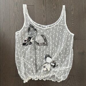 Chanel white mesh camisole